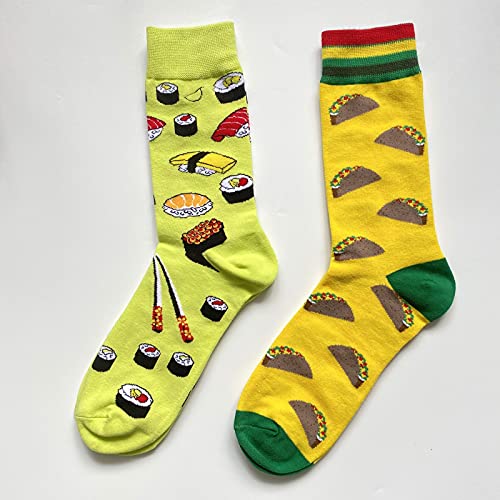 rockbottom Men's Fun Set Dress Socks-Colorful Funny Novelty Cotton Funky Crew Socks Pack,Art Socks (032-Fruit food), 8