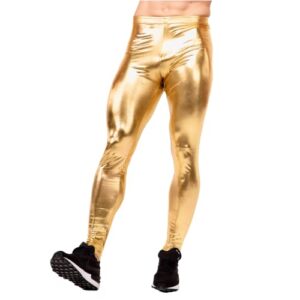 kapow meggings metallic, velvet & special material men’s leggings (24 carat gold, large)