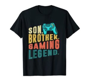 funny gamer son big brother gaming legend gift boys teenager t-shirt