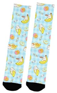 bananya: kitty who lives in a banana sweet n’ treats sublimated adult crew socks