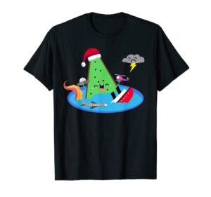 fun christmas bermuda triangle santa claus stocking stuffer t-shirt