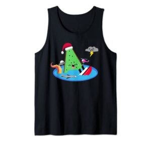 fun christmas bermuda triangle santa claus stocking stuffer tank top