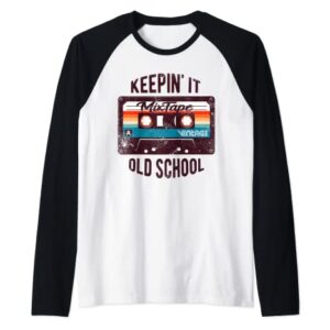 Retro Cassette Tape Old School Hip Hop Stocking Stuffer Raglan Baseball Tee