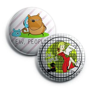 Creanoso Funny Cat - Ew, People Button Pins (1-Set X 10 Buttons) - Stocking Stuffers Premium Quality Gift Ideas for Children, Teens, & Adults - Corporate Giveaways & Party Favors