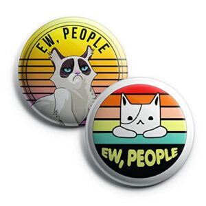 Creanoso Funny Cat - Ew, People Button Pins (1-Set X 10 Buttons) - Stocking Stuffers Premium Quality Gift Ideas for Children, Teens, & Adults - Corporate Giveaways & Party Favors