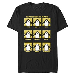 star wars big & tall last jedi porg expressions men’s tops short sleeve tee shirt, white, large