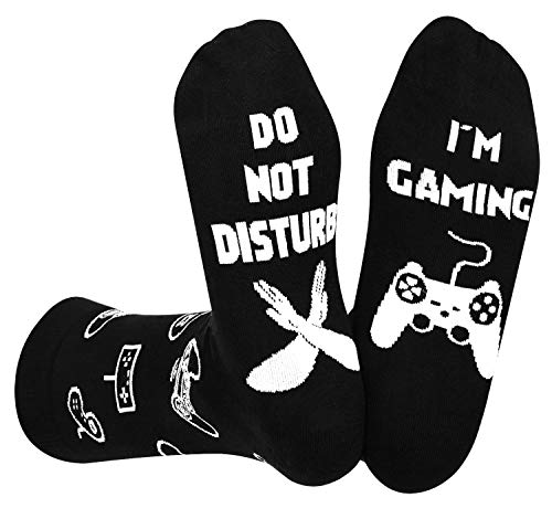 Gaming Socks Men, Novelty Funny Gamer Mid Calf Socks Gift for Game Lovers Teen Boys Kids Sons