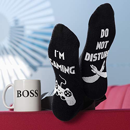 Gaming Socks Men, Novelty Funny Gamer Mid Calf Socks Gift for Game Lovers Teen Boys Kids Sons