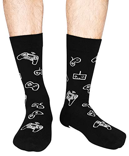 Gaming Socks Men, Novelty Funny Gamer Mid Calf Socks Gift for Game Lovers Teen Boys Kids Sons