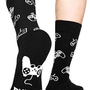 Gaming Socks Men, Novelty Funny Gamer Mid Calf Socks Gift for Game Lovers Teen Boys Kids Sons