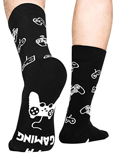 Gaming Socks Men, Novelty Funny Gamer Mid Calf Socks Gift for Game Lovers Teen Boys Kids Sons