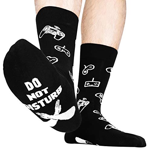 Gaming Socks Men, Novelty Funny Gamer Mid Calf Socks Gift for Game Lovers Teen Boys Kids Sons