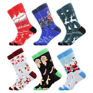 BONANGEL Christmas Socks for Men Women,Fun Cute Socks with Santas Reindeer Gingerbread Candy Pattern,Xmas Novelty Socks