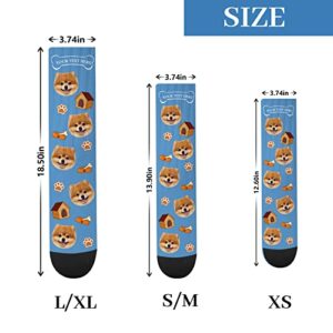 Gowelly Custom Face Socks with Picture, Personalized Funny Crew Sock Customized Unisex Funny Crew Sock Gifts for Men Women (DOG)