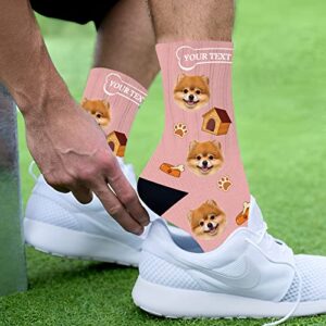 Gowelly Custom Face Socks with Picture, Personalized Funny Crew Sock Customized Unisex Funny Crew Sock Gifts for Men Women (DOG)