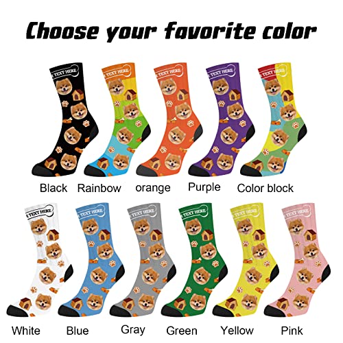 Gowelly Custom Face Socks with Picture, Personalized Funny Crew Sock Customized Unisex Funny Crew Sock Gifts for Men Women (DOG)