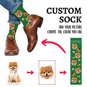 Gowelly Custom Face Socks with Picture, Personalized Funny Crew Sock Customized Unisex Funny Crew Sock Gifts for Men Women (DOG)