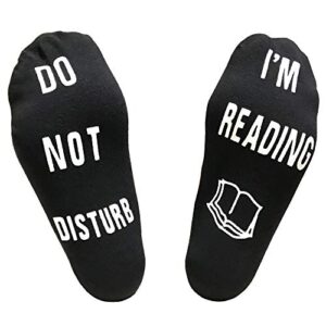 do not disturb i’m reading novelty nerd socks funny gifts for men women geeks (black, small)