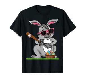 toddler boys easter bunny rabbit baseball pitcher kids teens t-shirt