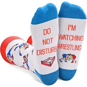 zmart wrestling socks men with funny saying please do not disturb i’m watching wrestling, wrestling gifts for men wrestling coach gifts