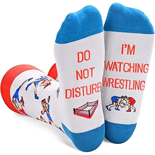 Zmart Wrestling Socks Men With Funny Saying Please Do Not Disturb I'm Watching Wrestling, Wrestling Gifts For Men Wrestling Coach Gifts