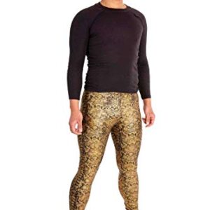 Kapow Meggings Metallic, Velvet & Special Material Men's Leggings (Golden Cobra, Large)