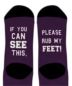 novelty gifts if you can see this please rub my feet mom humor gifts 1-pair novelty crew socks