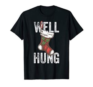 mens well hung, dirty christmas stocking holiday gift funny xmas t-shirt