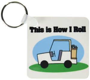 3drose this is how i roll golf cart golfing design – key chains, 2.25 x 4.5 inches, set of 2 (kc_102572_1)