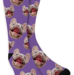 Novelty Custom Face Socks, Personalized Picture Printed Socks for Men, Women (Purple, X-Large)