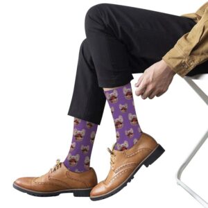 Novelty Custom Face Socks, Personalized Picture Printed Socks for Men, Women (Purple, X-Large)