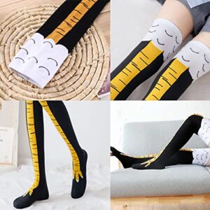 Fvcisshhu 4 Pair Chicken Leg Socks,25.6 Inch Novelty Funny Crazy Women Socks,Chicken Feet Knee High Gifts Sock