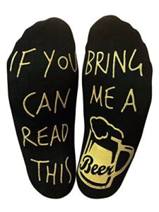 ‘if you can read this bring me a beer’ funny ankle socks for a beer lover