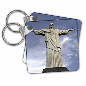 3drose brazil, rio de janeiro, christ the redeemer – key chains, 2,25 x 2,25″, set of 2 (kc_85743_1)