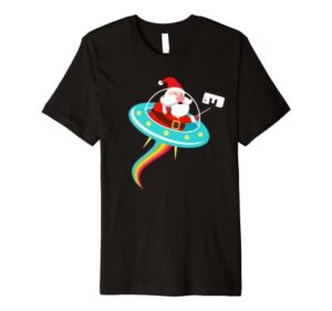 funny christmas santa claus santa selfie stocking stuffer premium t-shirt