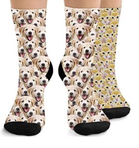 custom dog face socks – print your picture, photo – best personalized funny crew sock gifts for men women