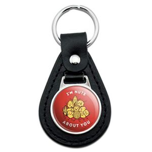 black leather i’m nuts about you love funny humor keychain