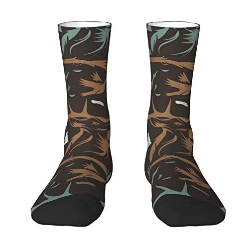 Novelty Crew Socks Athletic Running Workouts Work, Deer Duck Hunting Vintage