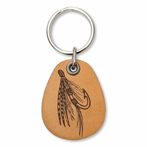 ForLeatherMore - Fly Fishing - Genuine Leather Keychain - Hobby Key Fobs