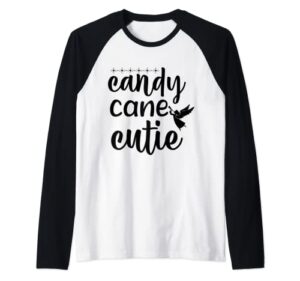 candy cane cutie christmas stocking stuffer for girls raglan baseball tee