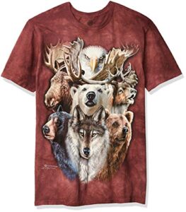 the mountain northern wildlife collage adult t-shirt, brown, medium