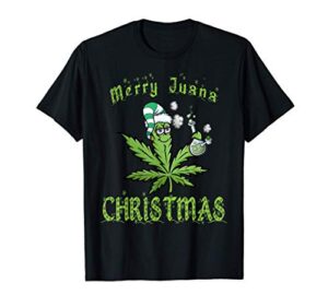 santa merry juana christmas stoner pot leaf x-mas marijuana t-shirt