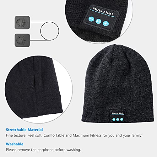 Abbicen Wireless Beanie Hat Music Hat with Gloves for Men Women Gift Unisex Music Beanie for Outdoor Sports Deep Grey