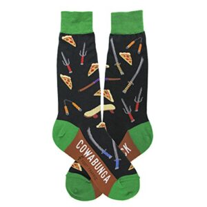 foot traffic, men’s wacky novelty socks, cowabunga (shoe sizes 7-12)
