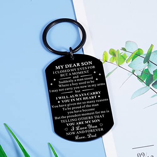 Valentine's Day Gifts for Son from Mom Keychain for Him Teen Boys Kids Birthday Graduation Christmas Gifts for Stepson Sweetest Day Coming of Age Back to School Gift for Men