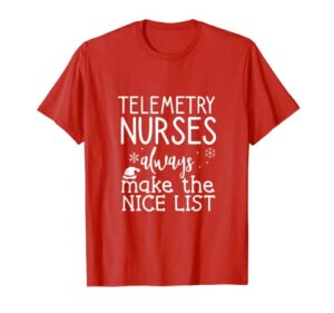 christmas telemetry nurse always make the nice list santa t-shirt