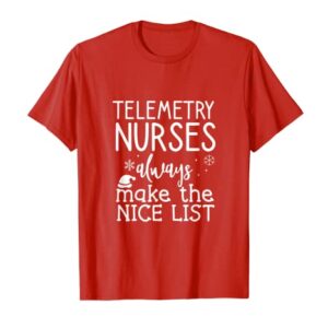 Christmas Telemetry Nurse Always Make The Nice List Santa T-Shirt