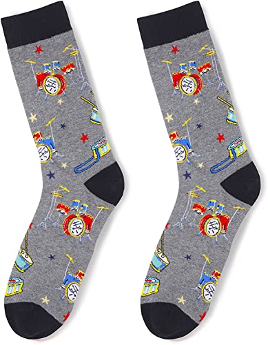 sockfun Drum Socks Drum Gifts Drummer Socks Drummer Gifts for Men Teen Boys, Music Socks Music Gifts for Music Lovers Drummer Stocking Stuffers