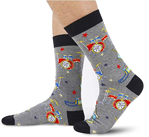 sockfun Drum Socks Drum Gifts Drummer Socks Drummer Gifts for Men Teen Boys, Music Socks Music Gifts for Music Lovers Drummer Stocking Stuffers