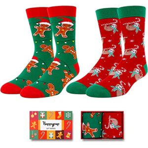 zmart funny christmas socks for men boys holiday socks gingerbread socks, gingerbread gifts stocking stuffers for teen boys secret santa gifts christmas gifts 2 pairs
